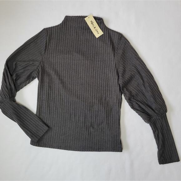 NWT Mikey & Joey Grey Juliet Sleeve Blouse - Picture 2 of 7